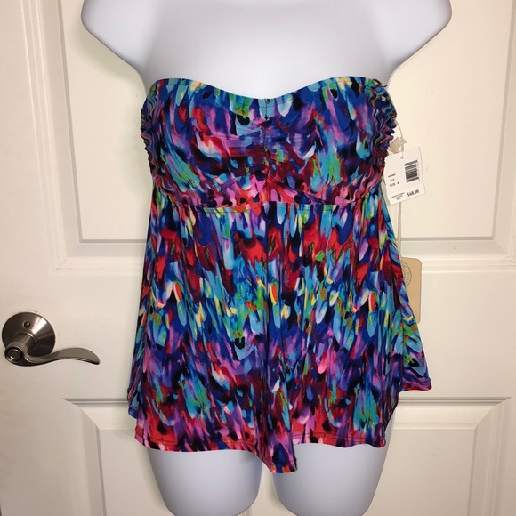 Caribbean Joe Swimsuit Top Multicolored SZ 8 NWT - Picture 3 of 9